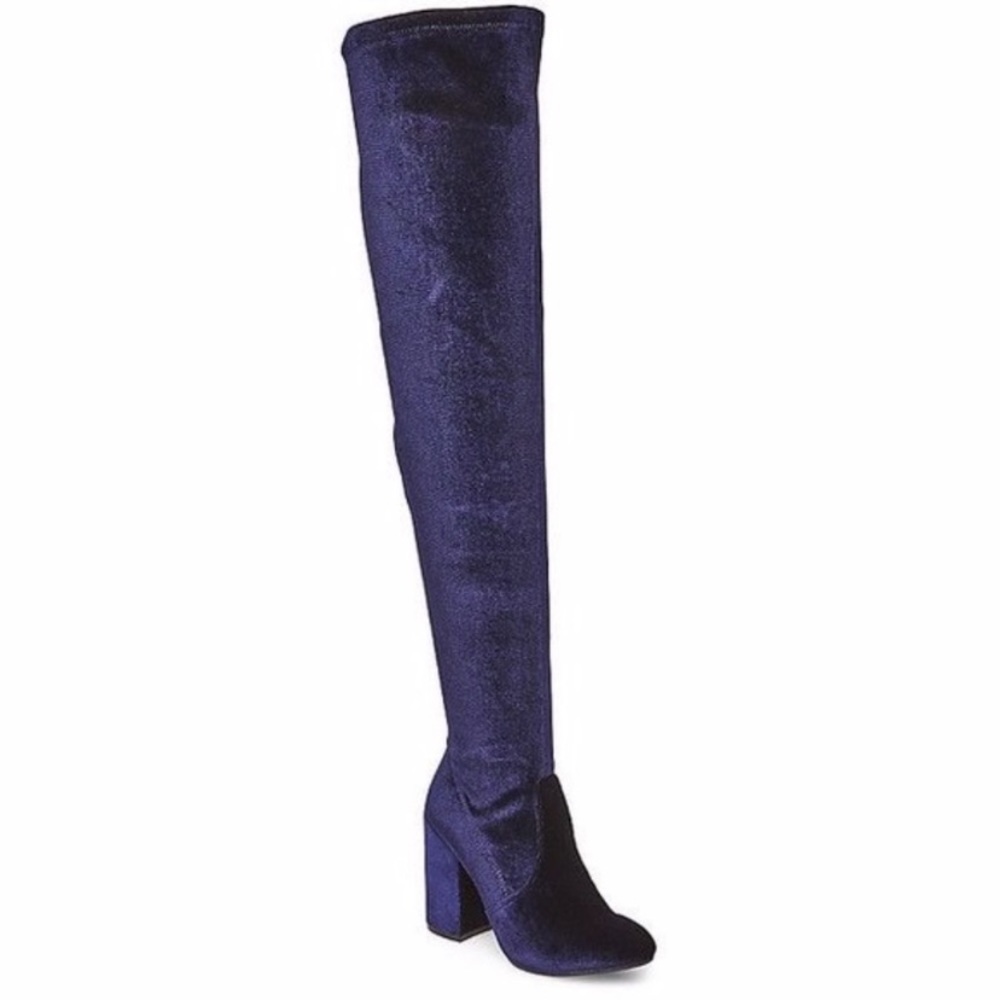 Gorgeous STEVE MADDEN Norri-V Blue Velvet Boots Size 8M